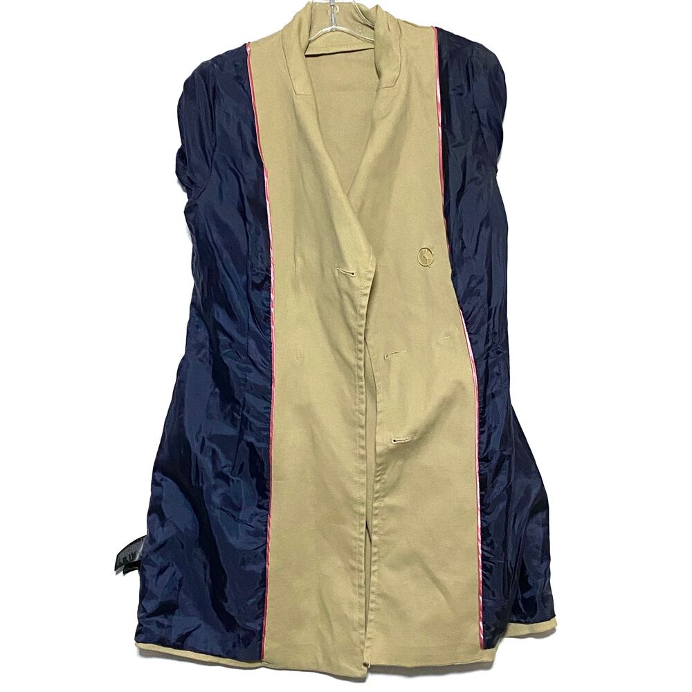 H&M Khaki Trench Coat Womens 6 Double Breasted Classic Timeless Preppy Office - Picture 5 of 12